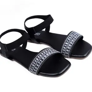 Touch Heel Ethnic & Traditional Flat & Simple Design For Women | Black Color | Size : 5