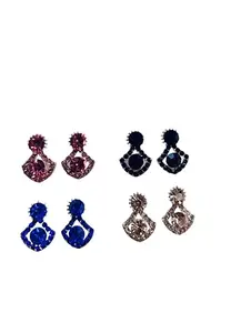 Earrings combo set latest stylish earrings for women and girls (Blue/gold/pink/black)