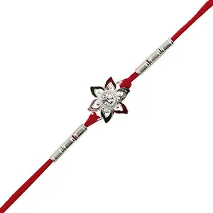 JEWEL FUEL Silver Designer Rakhi with Velvet Gift Box (JFB39120933)