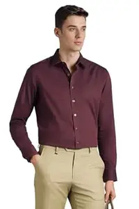 Louis Philippe Men's Slim Fit Easy to Iron Everyday wear Premium Cotton Full Sleeve Solid Formal Shirt