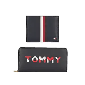 Tommy Hilfiger Synges Leather Mens + Womens Wallet Gift Set for Unisex - Navy/Navy
