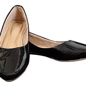 saanvishubh Latest & Comfortable Patent Casual Bellie for Girls - (Euro -37 -Black)