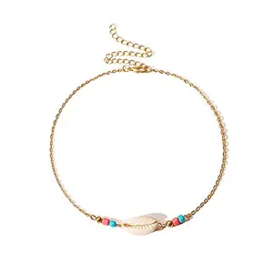 OOMPH Jewellery Gold Tone Sea Shell Bead Bohemian Fashion Choker Necklace for Women & Girls (NOIS2R2)
