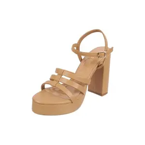 Metro Women's Beige Block Heel Fashion Sandal UK/5 EU/38 (34-252)