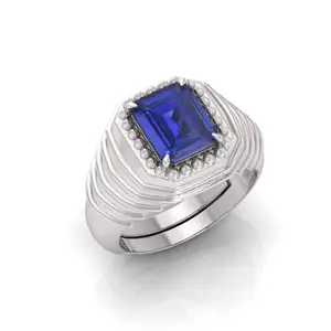 MBVGEMS 8.25 Ratti 7.00 Carat Blue Sapphire Neelam Gemstone Panchdhatu Ring Adjustable Ring Size 16-22 for Men and Women