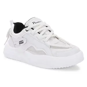 G WALK Mesh & Synthetic Men's Casual Sports Lace Up Shoes | White | Size-7