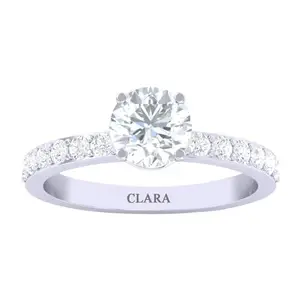 Clara Made With Swiss Zirconia 925 Sterling Silver Round Solitaire Ring Gift for Women and Girls