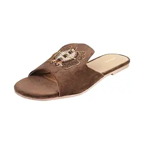 Mochi Womens Synthetic Brown Slippers (Size (5 UK (38 EU))