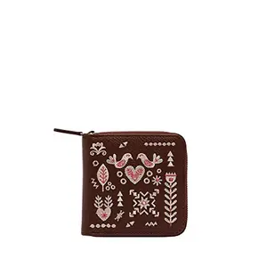 Chumbak Swan Song Embroidered Women's Mini Wallet - Brown