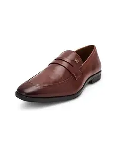 Louis Philippe Men Brown Formal Leather Slip-ons