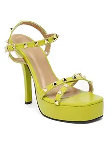 Bruno Manetti Women's Green Slipon Back Strap Cross Strap Heels