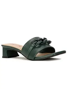 Bata Red Label Women's Heather Mule Slippers (6717488_DARK GREEN_4 UK)