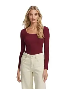 KOTTY Women's Slim Fit Long Sleeve Ribbed T-Shirt Stylish||Comfortable