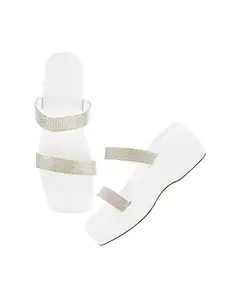 Selfiee Chunky Platform Fashion Stylish Casual Wedges Heel Attractive Design Fancy Sandal Comfortable Sole For Womens & Girls