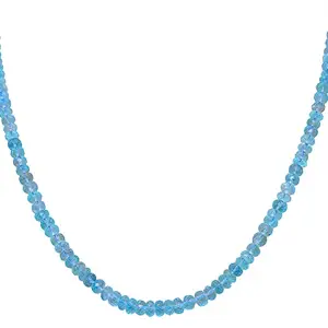 GEHNA JAIPUR Blue Topaz Gemstone Faceted Bead Necklace NS-1539 (Blue)
