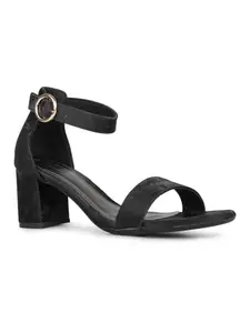 Inc.5 Womens Black Party Wear Solid Round Toe Block Heel Sandals