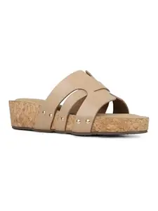Inc.5 Womens Beige Solid Round Toe Casual Wedge Heel Sandals