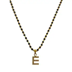 Digital Dress Room E Letter Alphabet Short Mangalsutra Designs Initial Pendant Gold Name Mangalsutra Design For Women