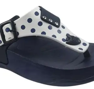 ADDA (LABEL) ADDA MISS 0770 || Durable & Comfortable || EVA Sole|| Platform heel || Lightweight || Fashionable || Super Soft || Outdoor Slipper || Slippers for Women (Navy-White, 3)