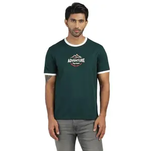 Royal Enfield Textured C/N T Shirt (Size: M)-TSA240027-EMERALD Green