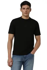 Peter England Men's Regular Fit T-Shirt (PJKCARGFY53641_Black