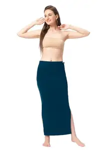 Lycra Saree Shapewear Petticoat for Women, 95% Cotton 5% Lycra Blended, Petticoat, Skirts for Women, Shape Wear Dress for Saree (Free Size, Peacock Blue)