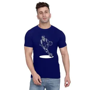 Men's Round Neck T-Shirt | Comfortable & Stylish Men's T-Shirt Idea for Gym, Sports, Casual Outings, or Lounge Wear - Medium|3489 Navy Blue
