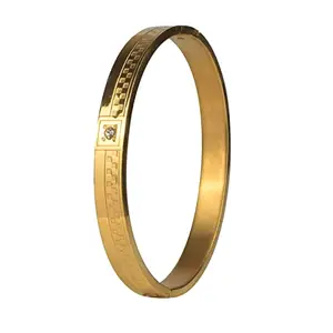 Vrozty Man's Fashion Gold Plated Round Stylish Hand Kada Bracelet for Man's/Boy's (Design1)