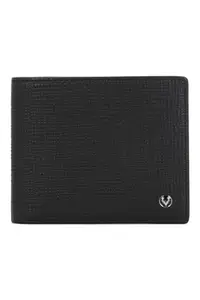 Allen Solly Men Black Textured Genuine Leather Wallet