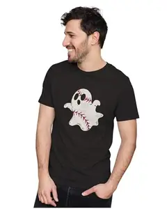 ALLEN BLACK Men's & Women's Regular Fit 100% Cotton T-Shirt (SPOOKY18-Black 2XL Men Round_)