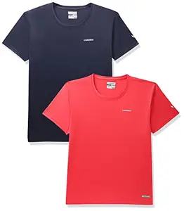 Charged Energy-004 Interlock Knit Hexagon Emboss Round Neck Sports T-Shirt Red Size 2Xl And Charged Play-005 Interlock Knit Geomatric Emboss Round Neck Sports T-Shirt Navy Size 2Xl