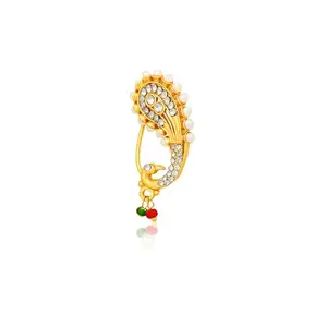 Luv Fashion Maharashtrian jewellery traditional nath nose ring Without Piercing Marathi Nose Pin For Women And Girls NSP147WH