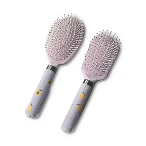 TIAMO Printed cute oval paddle hair brush set of 2 for men and women for hair styling and hair growth