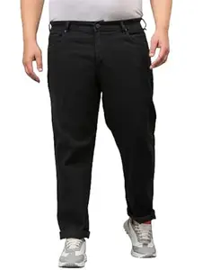 Style Quotient Men Plus Size Black Tapered Fit Mid Rise Stretchable Jeans