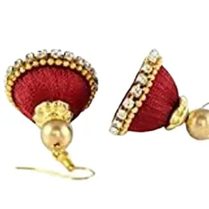 Nidhi's : WORLD OF CREATION Slik Thread Traditional Stylish Hoop Earrings Set for Women & Girls | Metal Pearl Design Jhumka Set For Wedding, Party & Casual Wear