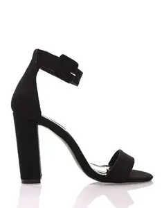 GLO GLAMP Women's Fancy & Stylish Block Heel sandals for Women's And Girls (Black, 6)