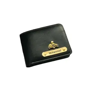 NAVYA ROYAL ART Customised Mens Leather Wallet - Name/Mr Leather Wallet for Mens - Logo Printed on Wallet - Black