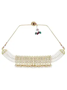 LIVE EVIL Necklace set for Women Handmade Gold Plated Necklace Maang Tika with Earring Set Fashion Jewellery for Women Girls Kundan Pearl Necklace