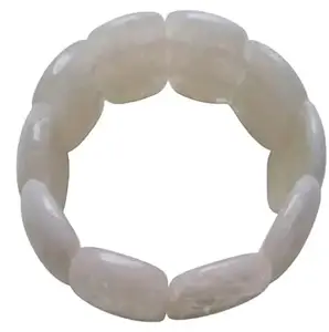 Elegant White Resin Stretch Bracelet, Chunky Oval Beads Fashion jewellery for Girls and Women