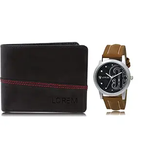LOREM Combo of Black Color Artificial Leather Wallet &Watch (Fz-Wl07-Lr14)