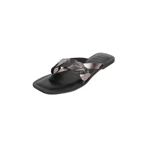 Mochi Women Gun Metal Synthetic Leather Flat Fashion Slip-on UK/4 EU/37 (32-839)