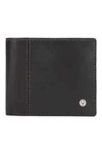 Allen Solly Men Black Patterned Genuine Leather Wallet
