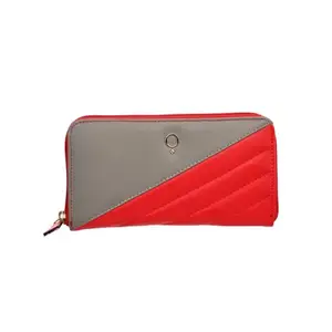 Monadaa Roma Wallet for Women with Zip Pocket, Multiple Card Holders and Phone Pocket (Red)