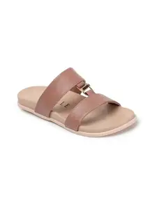 ELLE Slider Sandal, Colour-Peach,Size-UK 3