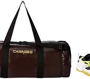 Charged Sports Bag Artize Brown With Gowin Court Shoe Staunch White Grey Lime Size 6