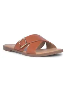 Bata Women's Slip-on Sandal - LIGHT BROWN (8 UK) (5613105)