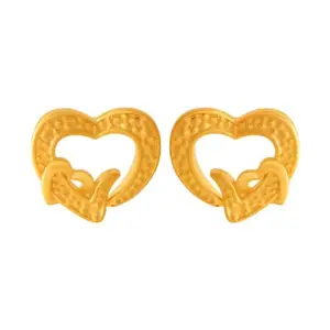 P.C. Chandra Jewellers P.C Chandra Jewellers BIS Hallmarked 14kt (585) Yellow Gold Double Hearts Studs Earrings For Women & Girls - 1.91 Grams