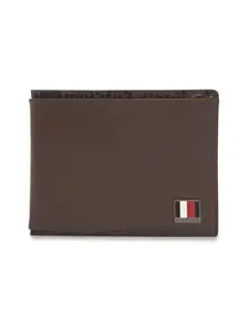 Tommy Hilfiger Men's Leather Wallet Bebine - Brown | Slimfold Passcase Wallet with RFID Protection | 8 Card Slots | Bi-Fold Purse for Men | Ideal for Gifting