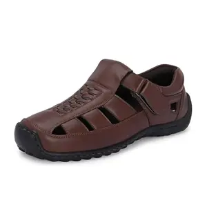 Centrino Men's Fisherman Sandals | Cushioned Insole & Hook & Loop Straps | Trendy Sporty Design with Premium Upper | Closed-Toe Sandals for Travel & Walking 6620-2_Brown_8