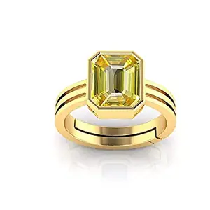 Anuj Sales Certified Unheated Untreatet 15.00 Carat A+ Quality Natural Yellow Sapphire Pukhraj Gemstone Ring for Women's and Men's (Lab Certified)